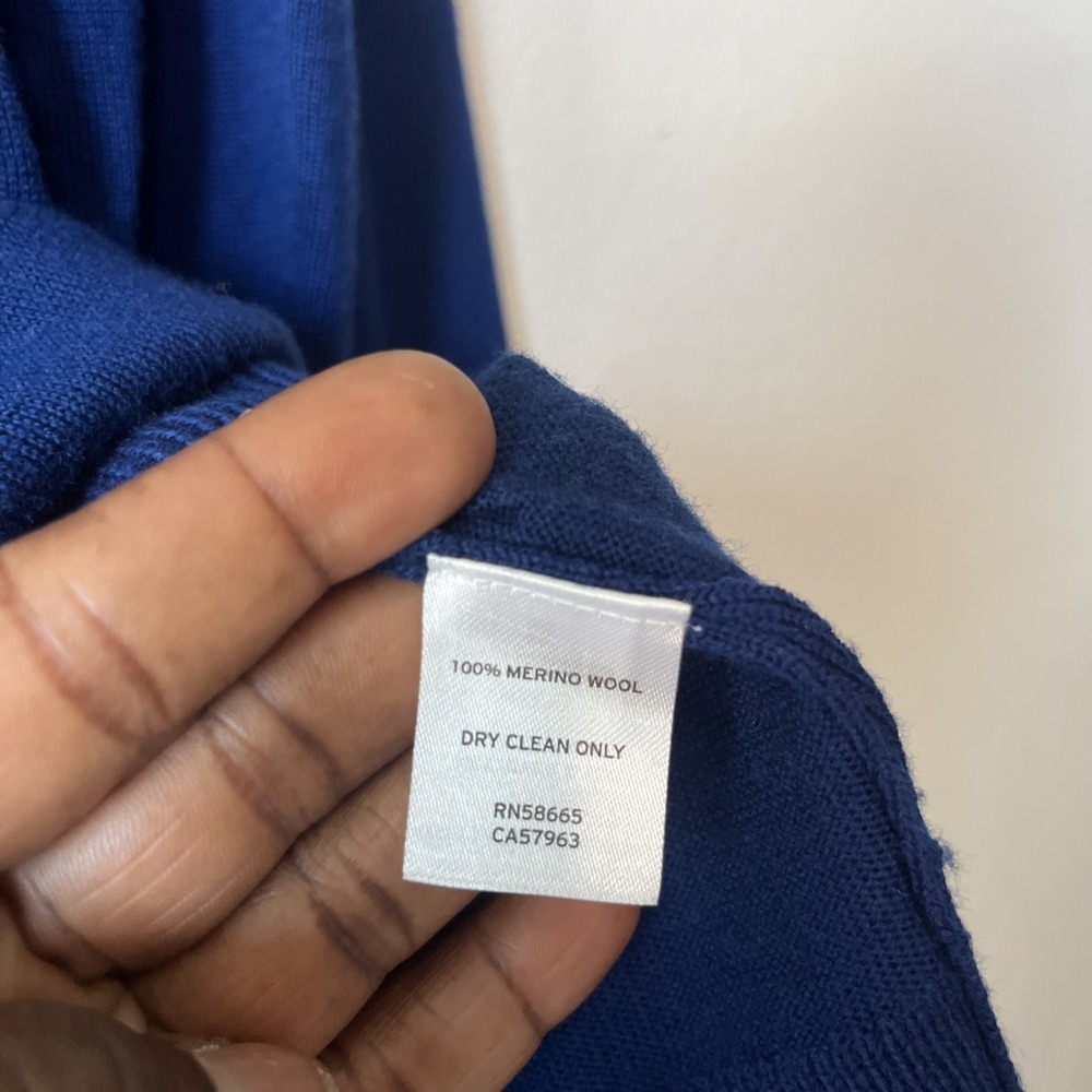 Nordstrom Men's Merino Wool  Blue Crew Neck Pullover Sweater XL Preppy Luxury - Picture 10 of 11